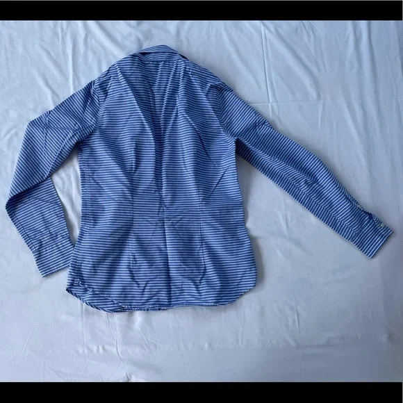 Chaps Petite Striped Button Down Blouse - Picture 3 of 4